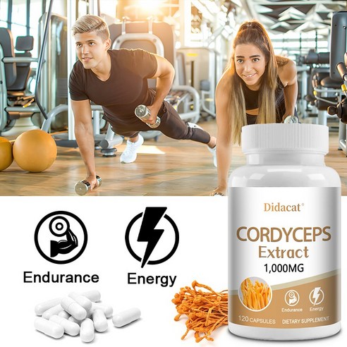 동충하초추출물 캡슐, 1000mg 지구력과 힘, 천연에너지 공급, Non-GMO, 1개, 60회분