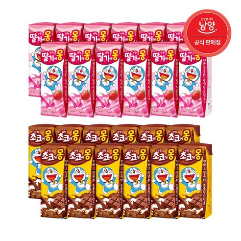 (혼합)초코에몽 190ml 12팩+딸기에몽 190ml 12팩
