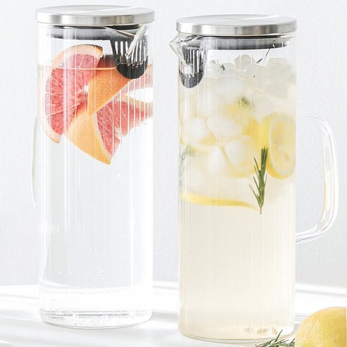 1+1 네오플램 내열 유리물병 냉장고 물통 2P 1600ml, 투명 내열유리, 1세트, 1.6L