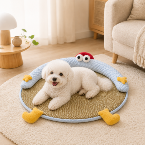 Mosashoe 반려동물 방석 강아지 고양이 쿠션방석 푹신한 미끄러움방지 반려동물 침대, 1개, 블루