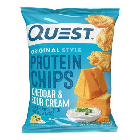 Quest Nutrition 퀘스트 뉴트리션 체다 사워 크림 단백질 칩 31.2g 1.1온스 12팩, 31.2g