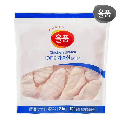 올품 IQF 닭가슴살 슬라이스 2kg