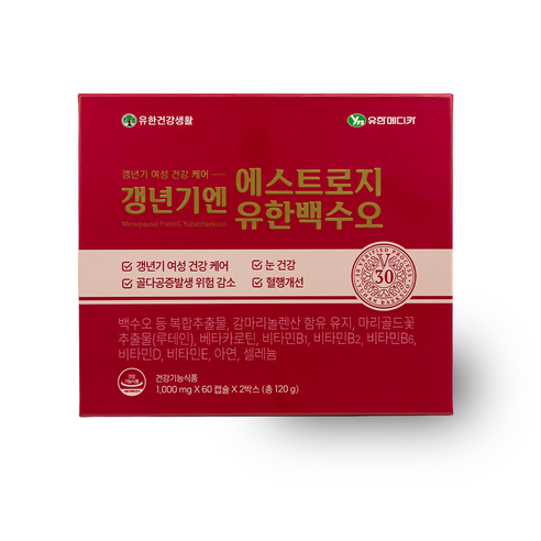 갱년기엔 에스트로지 유한 백수오 1 000mg, 2박스, 60회분