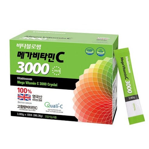 BRITISH ORIGIN 영국산 고함량 비타민C 고함량 3000 비타블로썸 메가비타민 C 크리스탈 비타민C 120포