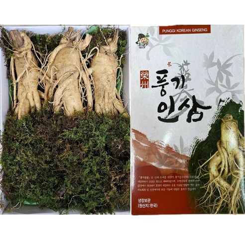 6년근 풍기인삼 특왕대 사이즈 3-5뿌리 고급선물세트 종이상자 이끼포장 한보인삼사, 750g, 4세트