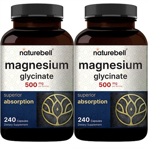마그네슘영양제 필수 영양소 미레랄 500mg 2통 240캡슐 16개월분 미국내수용, 2개, 240정