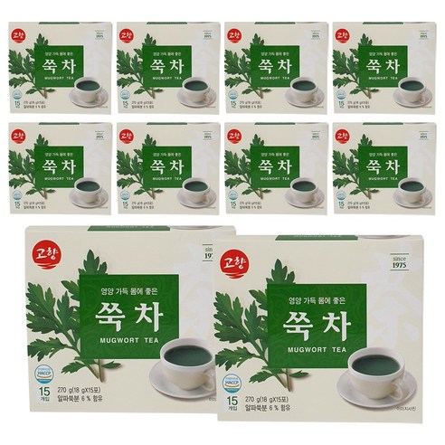 고향 쑥차 18g 15T x 10개 전통차, 18g, 15개입, 10개