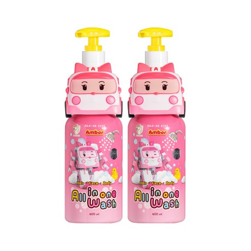 로보카폴리 아가애키즈 앰버 올인원워시 핑크, 2개, 400ml