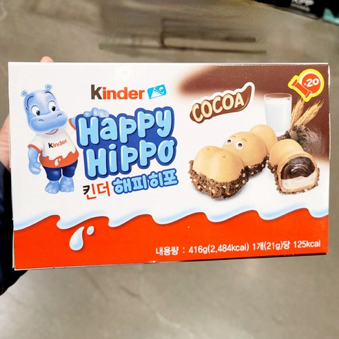 KINDER 킨더 해피히포 카카오 비스킷 416g 초코 하마 HIPPO 초콜릿 비스켓 코스트코 매장, 416g, 1개