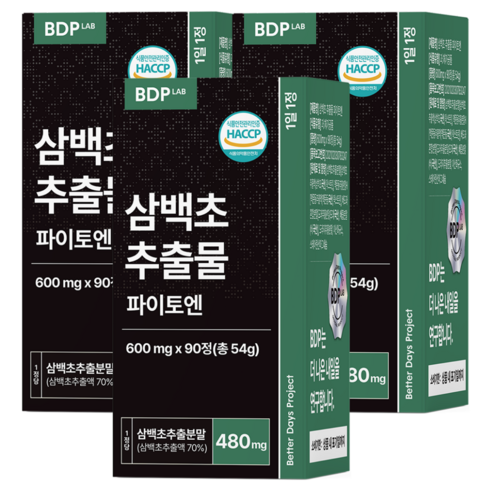 삼백초 추출물 파이토엔 식약청 HACCP 비디피랩 100% 정품 인증, 3개, 90정