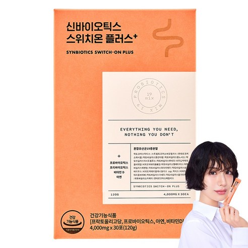 신바이오틱스 스위치온 플러스 4g x 30포 생유산균 모유유산균 김치유산균 프로바이오틱스 프락토올리고당, 3개, 120g