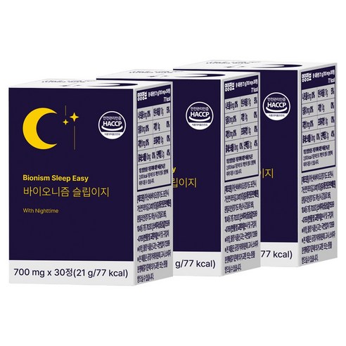 바이오니즘 슬립이지 고함량 식물성 멜라토닌 5mg 함유 테아닌 30mg 트립토판, 3개, 30정