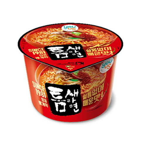 유어스 틈새라면 컵라면 매운맛 105g, 3개