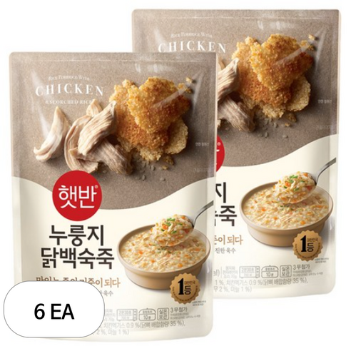 햇반 누룽지 닭백숙죽, 420g, 6개