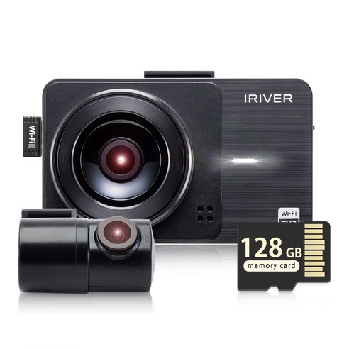 아이리버 2채널 FHD+FHD 고화질 차량용 2채널 블랙박스 FF2 WiFi 스마트폰 연동지원, 128GB, WiFi 동글이 + GPS 안테나 + 무료출장장착권