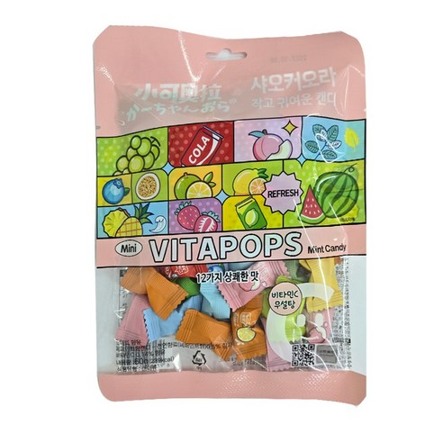 샤오커오라 캔디 미니비타팝스, 1개, 60g