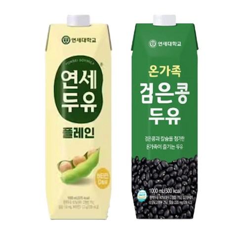 고소한 연세두유 1L 6입 + 연세 검은콩 두유 1L 6입 혼합 소량 대량, 12개, 1L