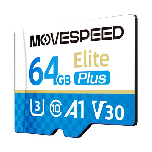 MOVESPEED T300 100MB/s 고속 마이크로SD카드 U3 V30 Class10 지원 스마트폰 4K 영상촬영용 메모리카드, 1개, 64GB
