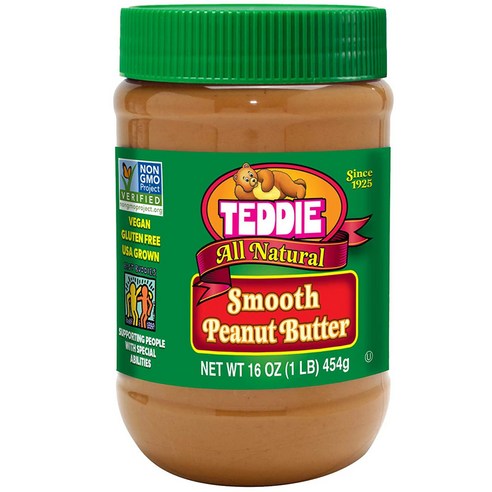 테디 피넛버터 무설탕 땅콩버터 글루텐프리 비건 스무스 737g Teddie All Natural Peanut Butter