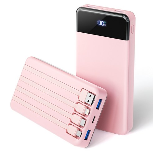 UOOFON  일체형 보조배터리 고속충전 30000mAh 대용량 PD 22.5W QC3.0 잔량표시+ 4개 케이블 멀티단자
