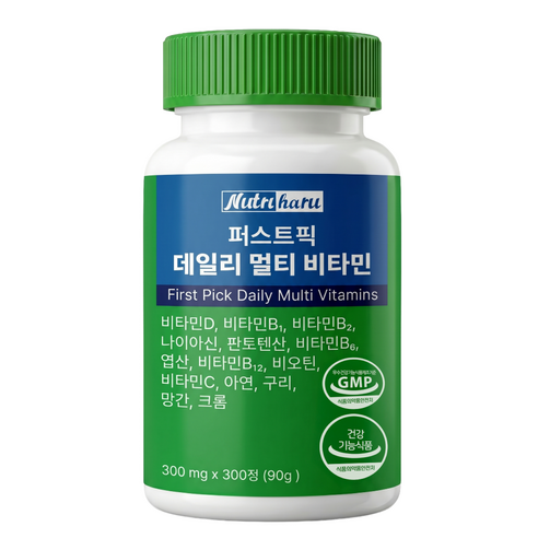 뉴트리하루 퍼스트픽 데일리 멀티비타민 14in1 올인원 영양제 식약청 인증, 1개, 300정