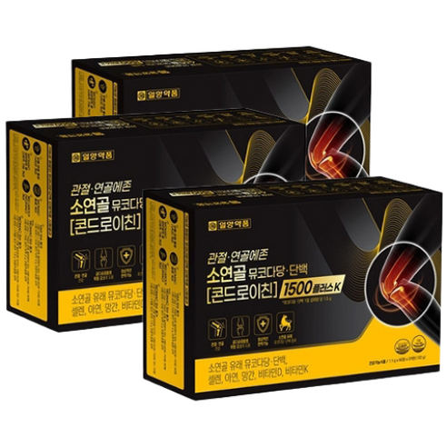 일양약품 관절 연골에존 소연골 뮤코다당 단백 콘드로이친 1500플러스K 132g, 120정, 3개