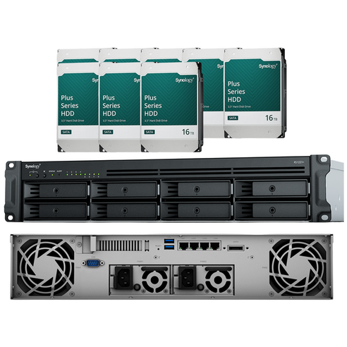 시놀로지 NAS RS1221RP+ 8베이 랙타입 리던던트 파일서버 스토리지 초기설치지원, 128TB(16TBx8)