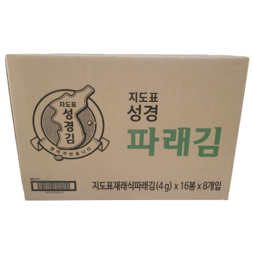 [지도표 성경김] 파래 식탁김 4gx16봉 / 1박스(8개입) 대용량