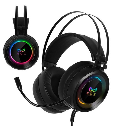 녹스게이밍기어 가상 7.1채널 RGB 게이밍 헤드셋, NX-502, 블랙