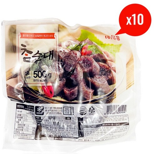 (주)달솔 참순대 500g x 10팩 국내산소창 순대전골 순대볶음 찰순대 분식재료