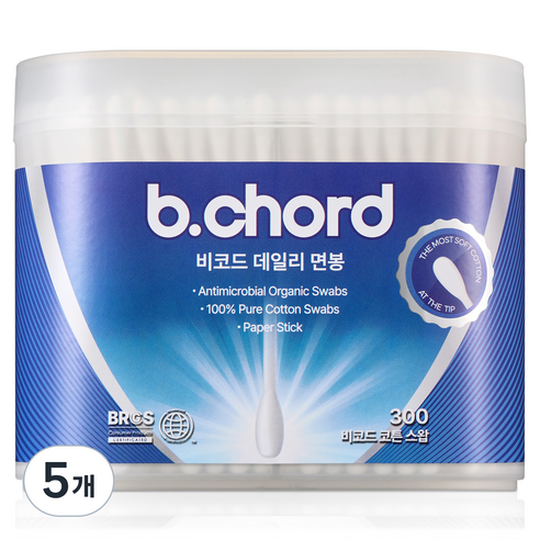 비코드 데일리 순면 100% 프리미엄 면봉, 5개, 300개입