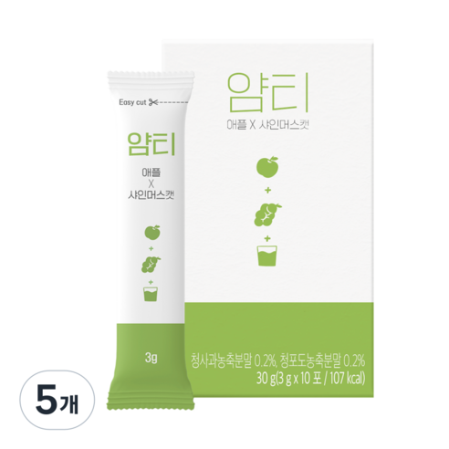 얌티 애플 샤인머스캣, 3g, 10개입, 5개