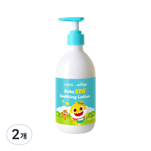 소이베베 베이비 아토 수딩 로션 (핑크퐁) 신생아 아기 유아 수분 태열 보습, 2개, 500ml