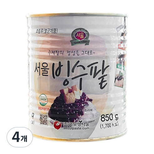 자연일로 굿모닝서울 빙수팥 팥빙수팥 통조림 팥빙수재료, 4개, 850g