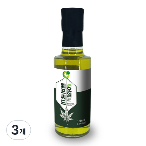 맛뜨락 저온압착 햄프씨드오일 100% 캐나다산 대마종자유 180ml, 3개