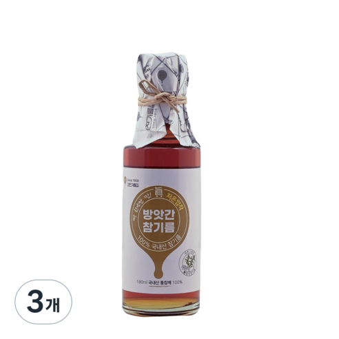 대전기름집 60년전통 % 국산참기름, 180ml, 3개