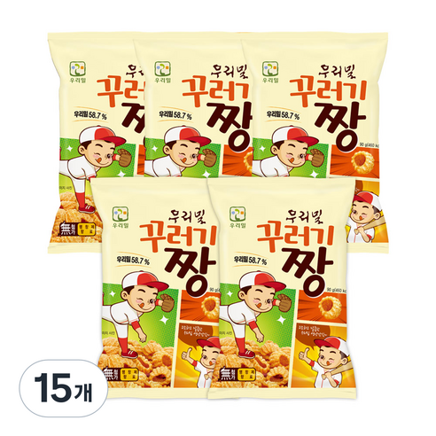 우리밀 꾸러기짱 스낵 과자 90g 5봉, 90g, 15개