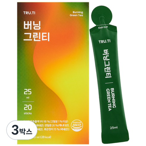 트루바이탈 버닝그린티, 3박스, 20개입, 25ml