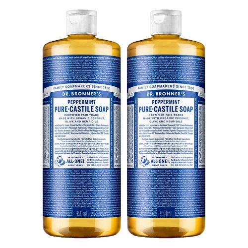 닥터브로너스 페퍼민트 퓨어 캐스틸 솝 바디워시, 950ml, 2개