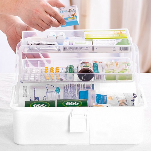 라라공방 다용도 3단 구급상자 케이스, 투명, 1개