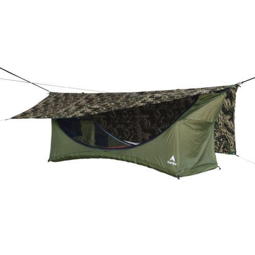 헤이븐텐트 Haven Tent XL 레이 플랫 해먹 텐트 세트- 그린 텐트 (203.2 cm x 76.2 cm) 레인플라이 단열 슬리핑 패드 포함