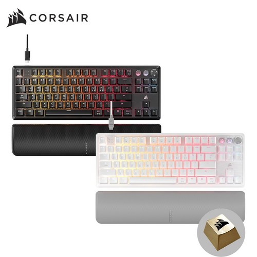 커세어 K70 PRO TKL MGX 래피드트리거 게이밍 기계식 키보드, 블랙+골드키캡, K70 RGB PRO TKL MGX, 마그네틱축(자석축)