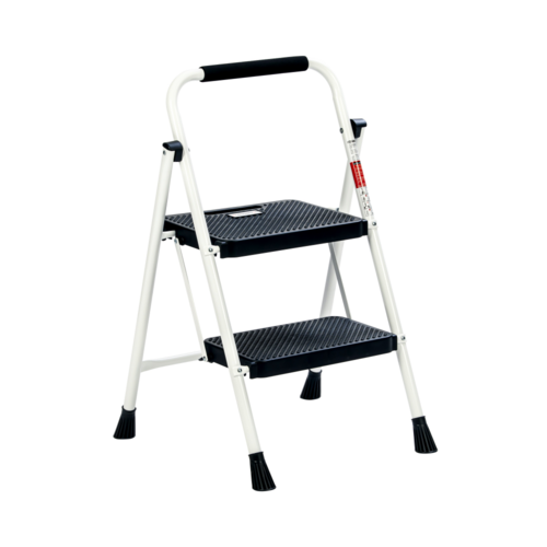 프리미엄 가정용 접이식 사다리, 2단, 화이트, 1개