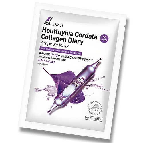 비아이펙트 어성초 콜라겐 다이어리 앰플 마스크팩 25ml, 1개입, 100개
