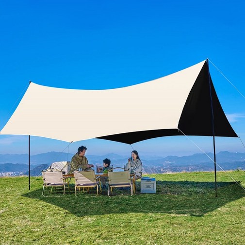 포령트레이드 블랙 코팅 헥타 타프 아웃도어 대형 캠핑 방수 그늘막 야외 사계절 텐트