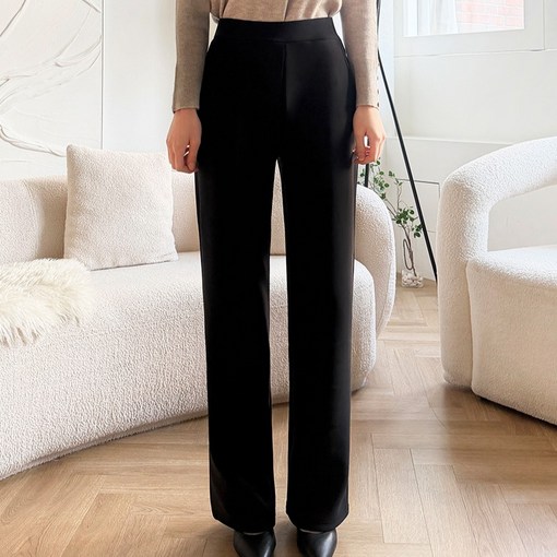 잘빠진 여성용 롱베이직숏 기장 3단 메이 기모 데일리 밴딩 일자 팬츠