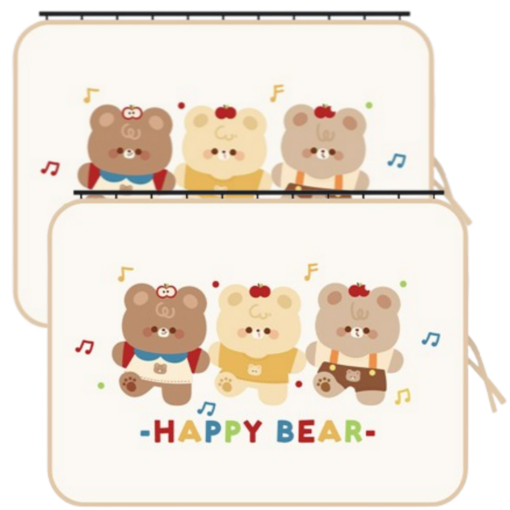 나라에센셜 레일형 자동차 차량용 커튼 차량 창문 햇빛가리개, 해피 베어, 2개