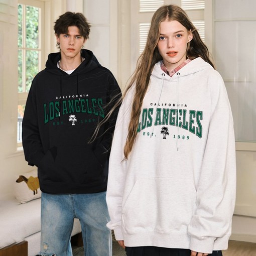 FONOW 남녀공용 심플 오버핏 TST 1989 로스엔젤리스 후드티