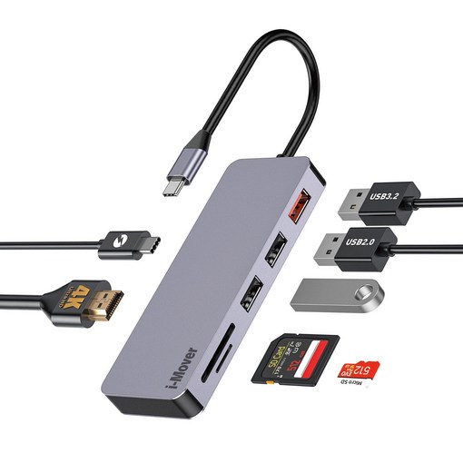 아이무버 7IN1 USB C 허브 맥북 노트북 태블릿 4K HDMI PD 고속충전 멀티허브