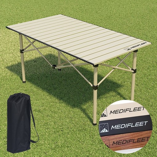메디플릿 접이식 롤업 아웃도어 경량 캠핑 테이블, 베이지